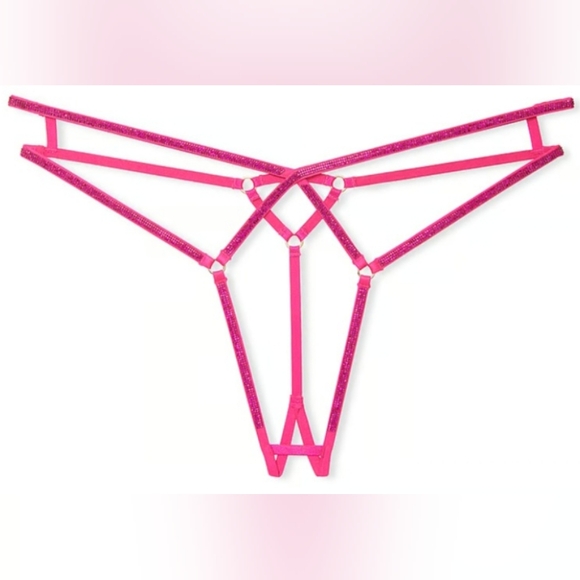 Victoria's Secret Other - XS S M Victoria's Secret Shine Strap Strappy Crotchless Panty Hot Pink